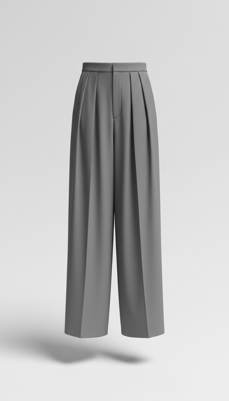 Graphite pleated wide-leg trousers